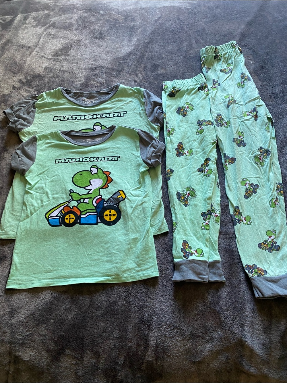 2 Mario Kart Yoshi Kids Pajama Set - Mint Green Size 6 and Size 10-12Y